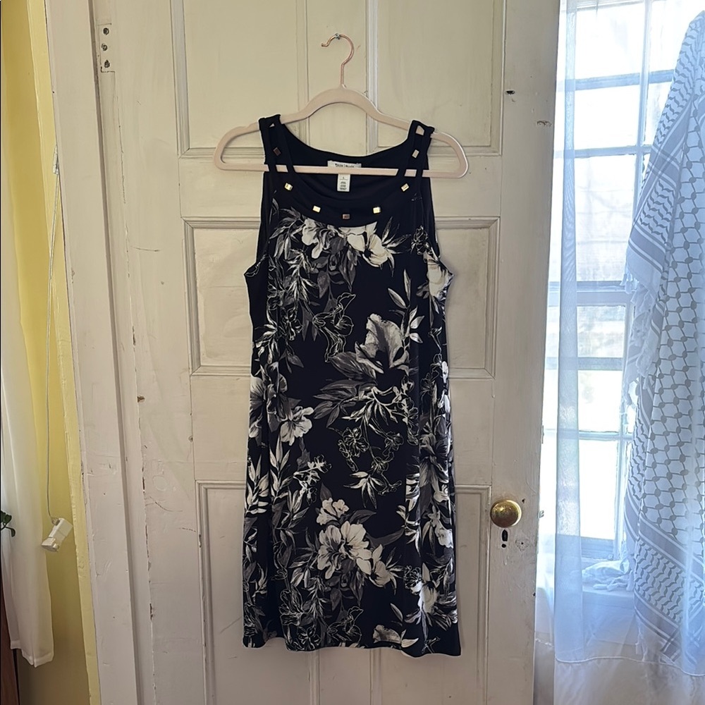 Floral Black and White Dress